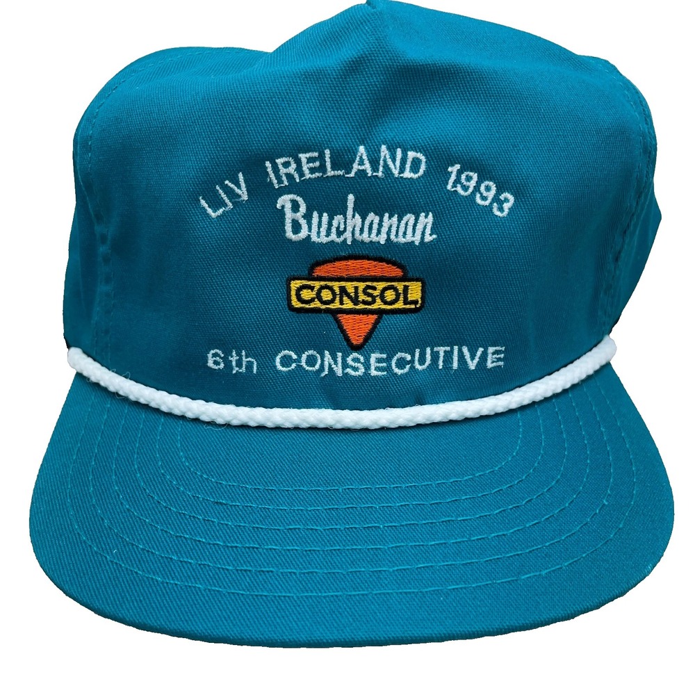 Vintage Consol Trucker‎ Hat Cap Snapback USA Coal Mining 90s Rope Buchanan Teal